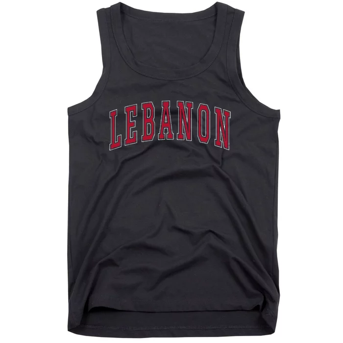 Lebanon Connecticut Souvenir College Style Red Text Tank Top