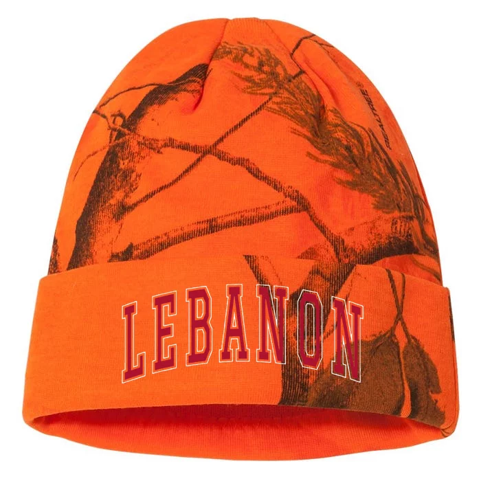 Lebanon Connecticut Souvenir College Style Red Text Kati - 12in Camo Beanie