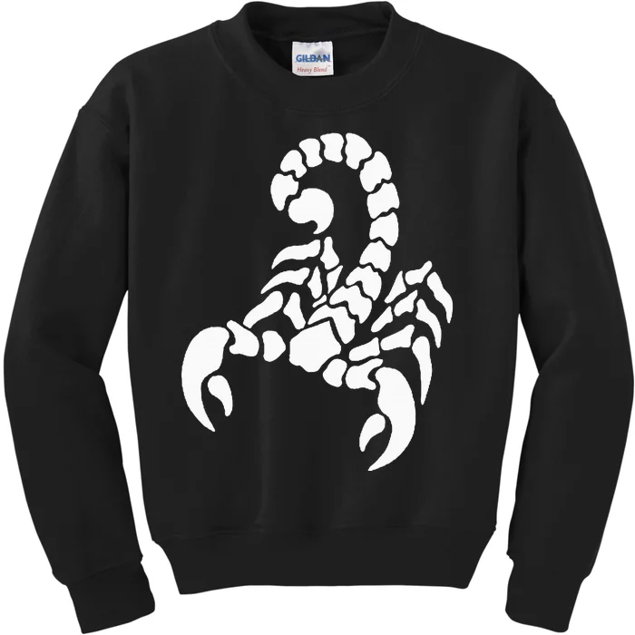 Left Chest Scorpio Design Funny Arachnologist Scorpion Kids Sweatshirt