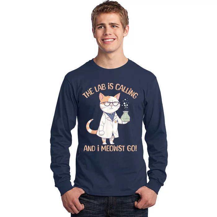 Lab Calling Science Funny Lab Cat Laboratory Chemistry Long Sleeve Shirt