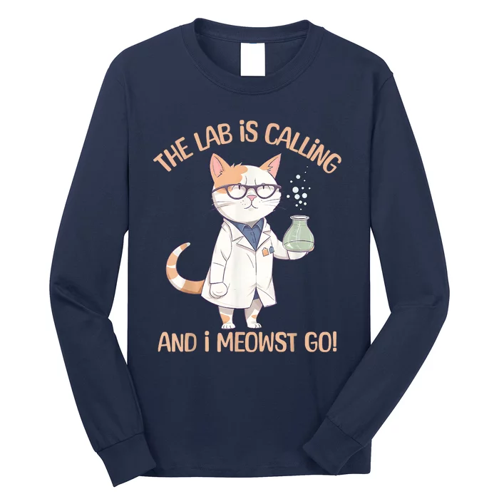 Lab Calling Science Funny Lab Cat Laboratory Chemistry Long Sleeve Shirt