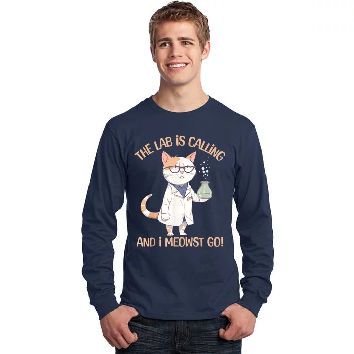 Lab Calling Science Funny Lab Cat Laboratory Chemistry Tall Long Sleeve T-Shirt