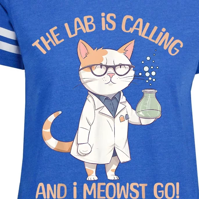 Lab Calling Science Funny Lab Cat Laboratory Chemistry Enza Ladies Jersey Football T-Shirt