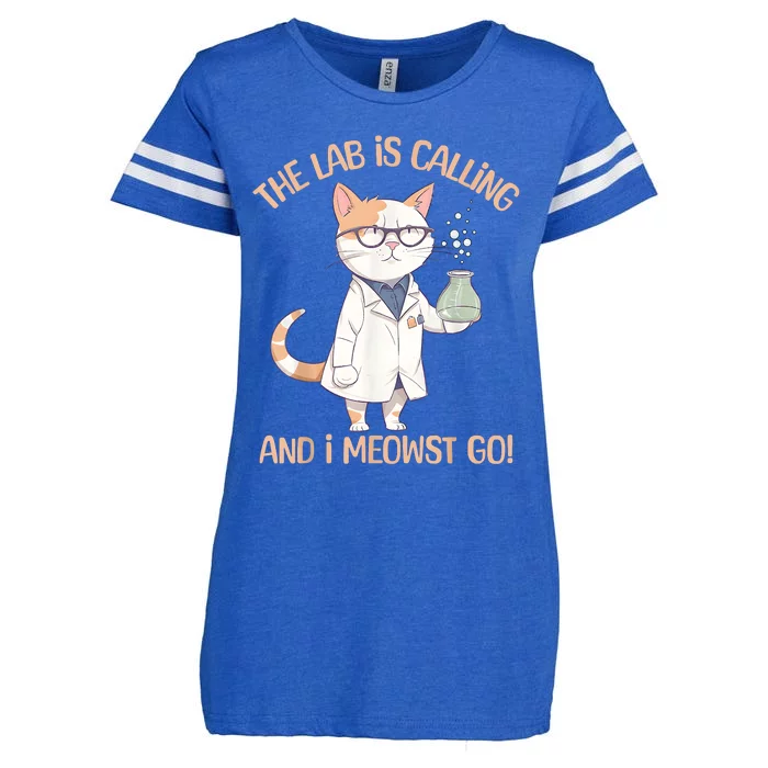 Lab Calling Science Funny Lab Cat Laboratory Chemistry Enza Ladies Jersey Football T-Shirt