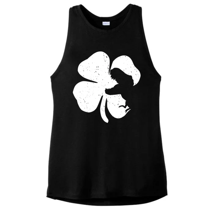 Lucky Clover St Patrick's Dinosaur Ladies Tri-Blend Wicking Tank