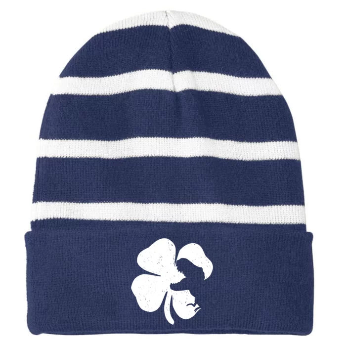 Lucky Clover St Patrick's Dinosaur Striped Beanie with Solid Band