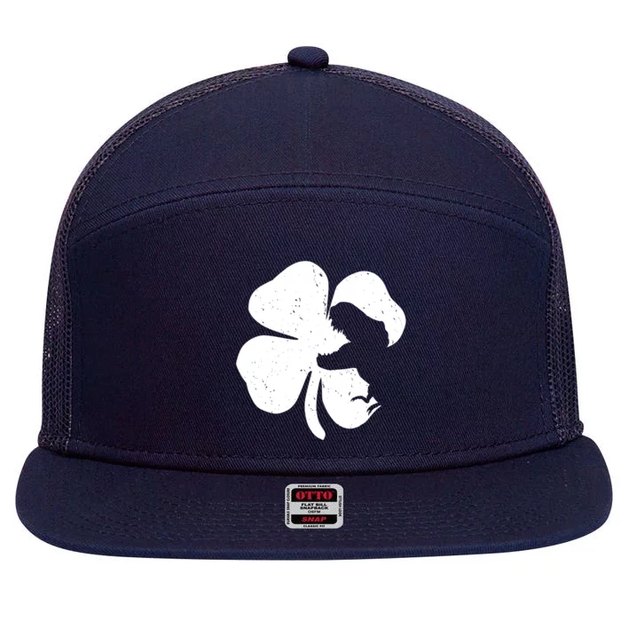 Lucky Clover St Patrick's Dinosaur 7 Panel Mesh Trucker Snapback Hat