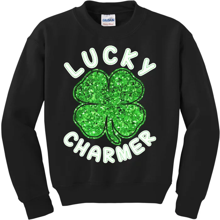 Lucky Charmer St Patricks Day Shamrock Kids Sweatshirt