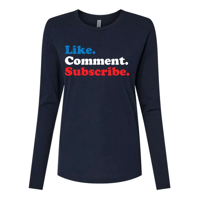 Like Comment Subscribe Vlogger Social Media Blogger Womens Cotton Relaxed Long Sleeve T-Shirt