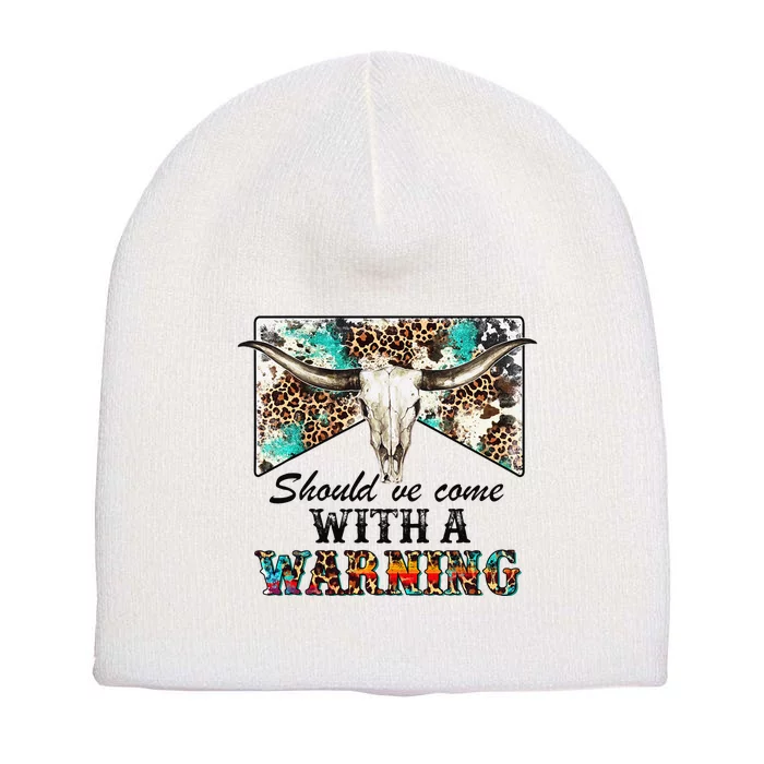 Leopard Cow Skull Should've Come With A Warning Western Short Acrylic Beanie