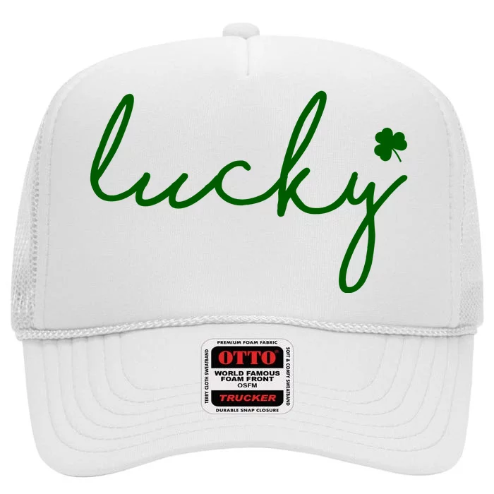 Lucky Clover St Patrick's Day High Crown Mesh Trucker Hat