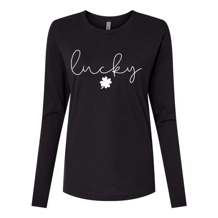 Lucky Clover St Patricks Day Womens Cotton Relaxed Long Sleeve T-Shirt