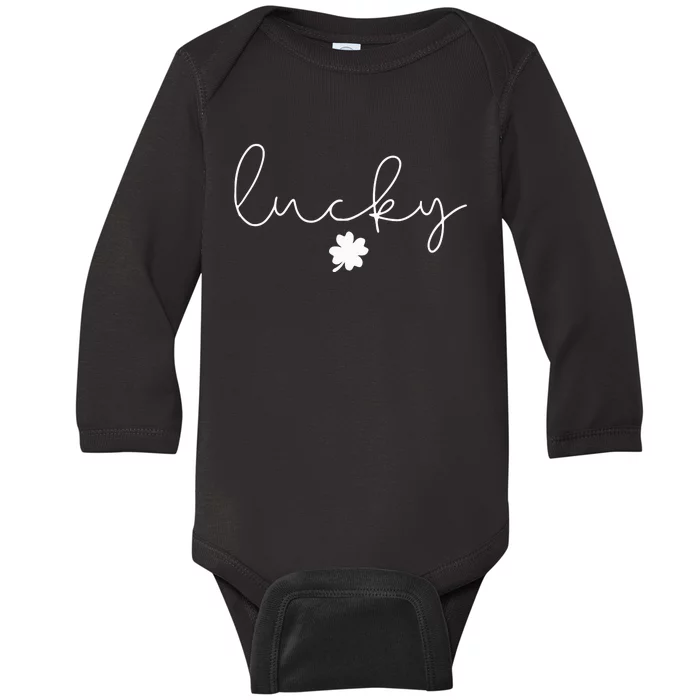 Lucky Clover St Patricks Day Baby Long Sleeve Bodysuit