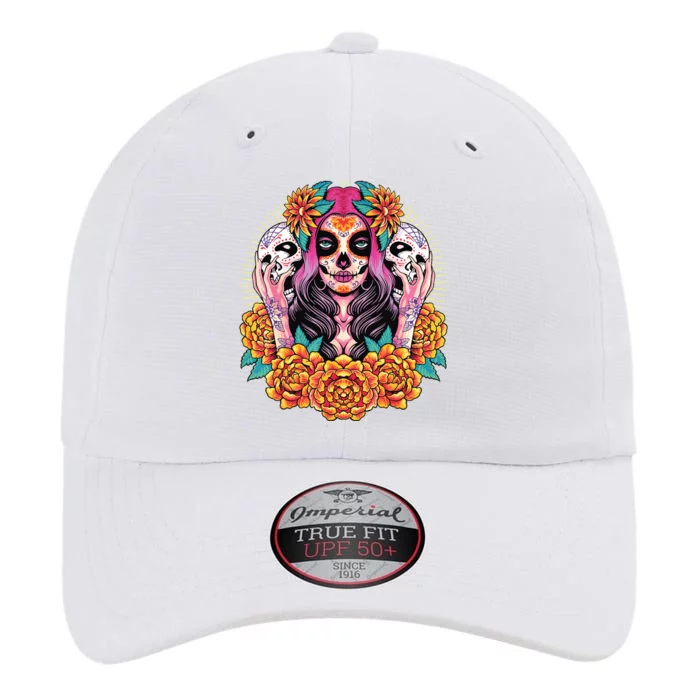 La Catrina Skull Flowers Dia De Los Muertos The Original Performance Cap