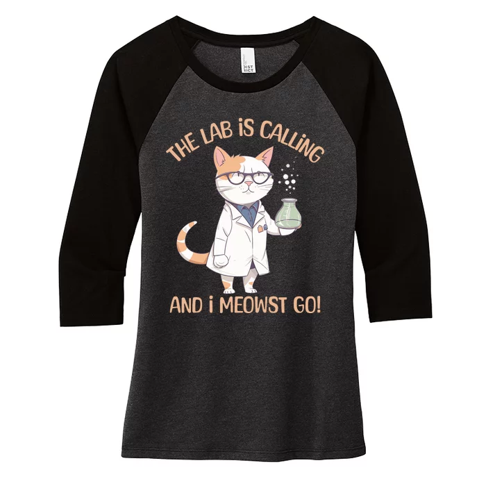 Lab Calling Science Funny Lab Cat Laboratory Chemistry Women's Tri-Blend 3/4-Sleeve Raglan Shirt