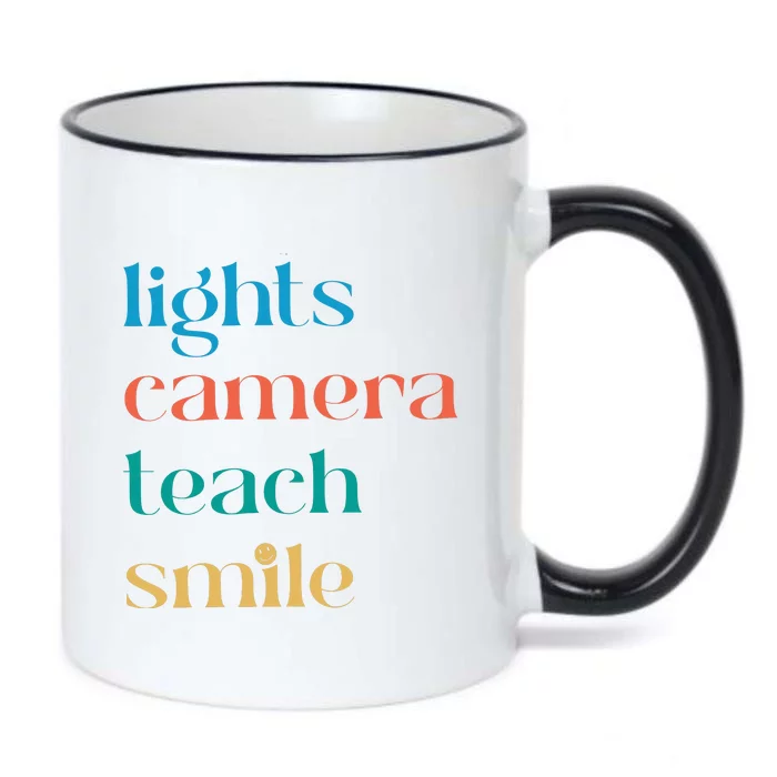 Lights Camera Teacher Smile Funny Teacher Black Color Changing Mug