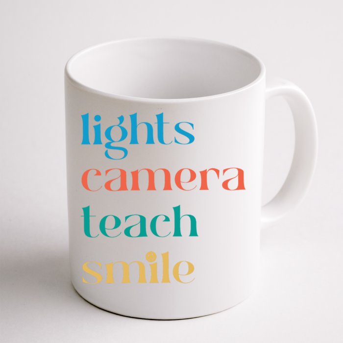 Lights Camera Teacher Smile Funny Teacher Front & Back Coffee Mug