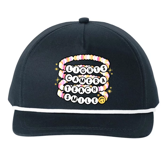 Lights Camera Teach Smile Snapback Five-Panel Rope Hat