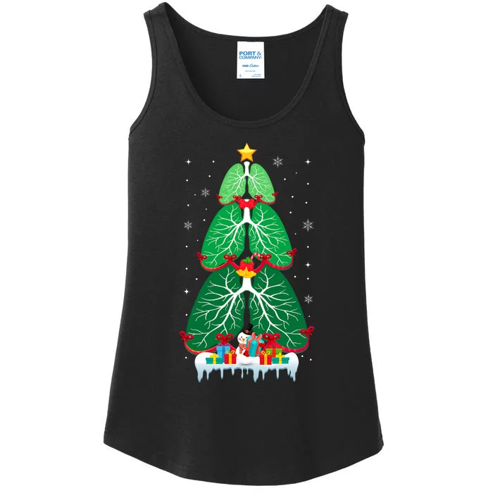 Lung Christmas Tree Respiratory Therapy Xmas Therapist Ladies Essential Tank