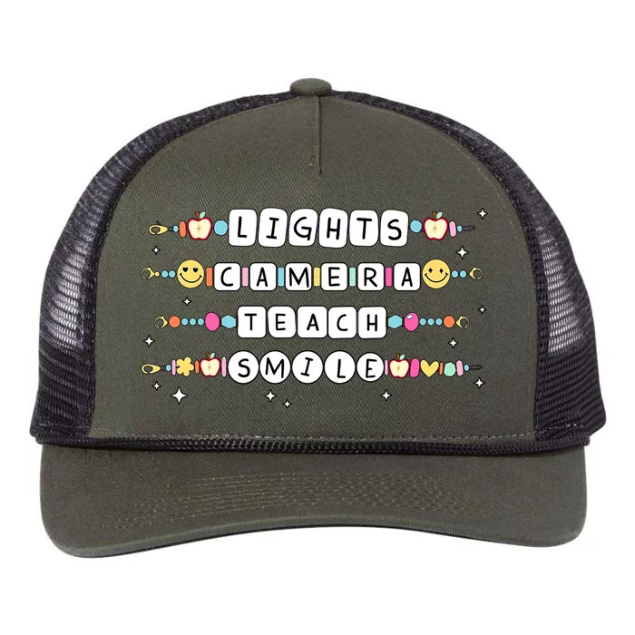 Lights Camera Teach Smile Retro Rope Trucker Hat Cap