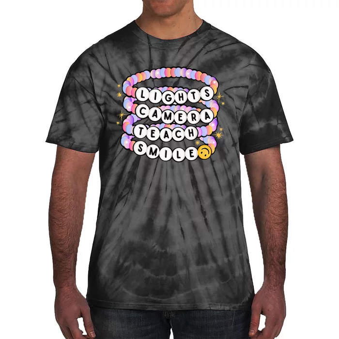 Lights Camera Teach Smile Charm Bracelet Back To School Tie-Dye T-Shirt