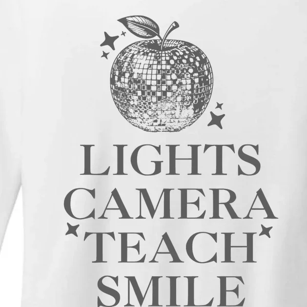 Lights Camera Teach Smile Funny Womens CVC Long Sleeve Shirt