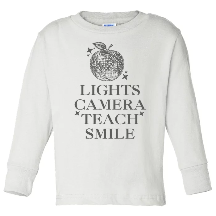 Lights Camera Teach Smile Funny Toddler Long Sleeve Shirt