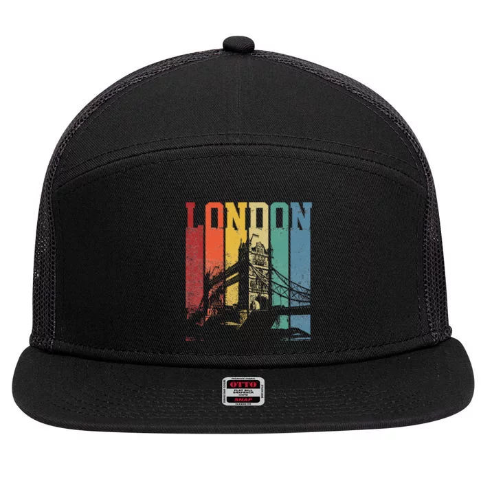 London City Tower Bridge England United Kingdom 7 Panel Mesh Trucker Snapback Hat