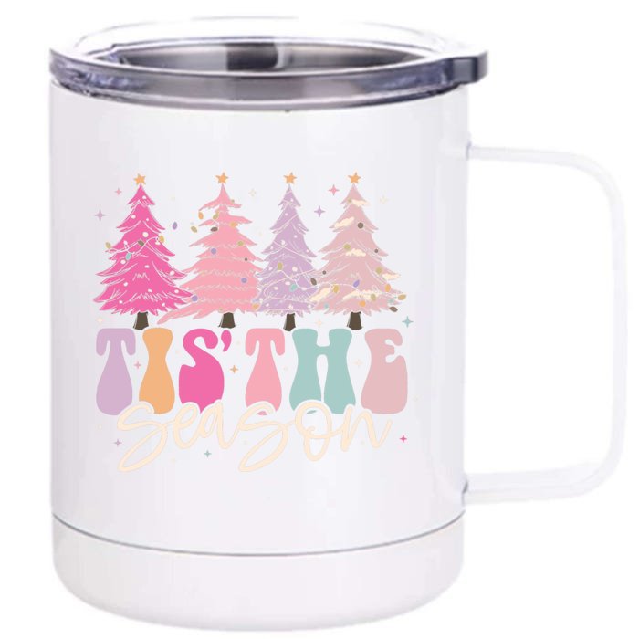 Ladies Christmas Tis The Season Boutique Graphic Cute Gift Front & Back 12oz Stainless Steel Tumbler Cup