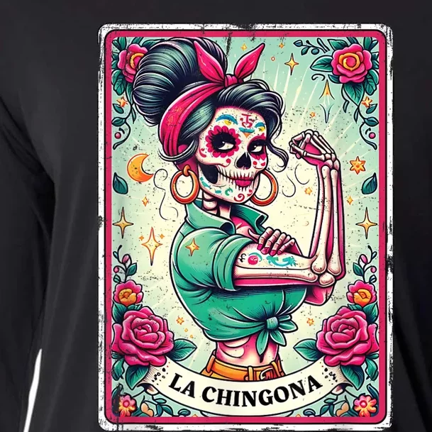 La Chingona Tarot Card Funny Spanish Slang Boss Latina Power Cooling Performance Long Sleeve Crew