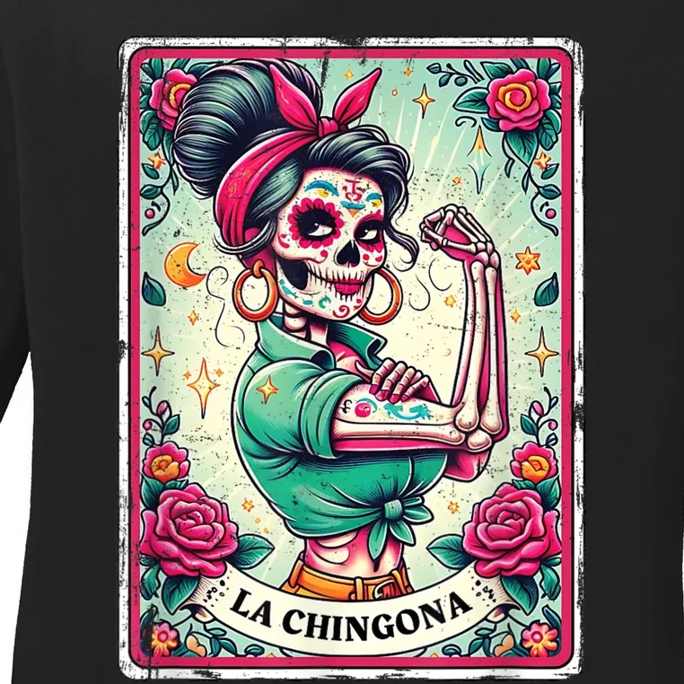 La Chingona Tarot Card Funny Spanish Slang Boss Latina Power Ladies Long Sleeve Shirt