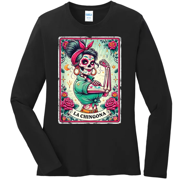 La Chingona Tarot Card Funny Spanish Slang Boss Latina Power Ladies Long Sleeve Shirt