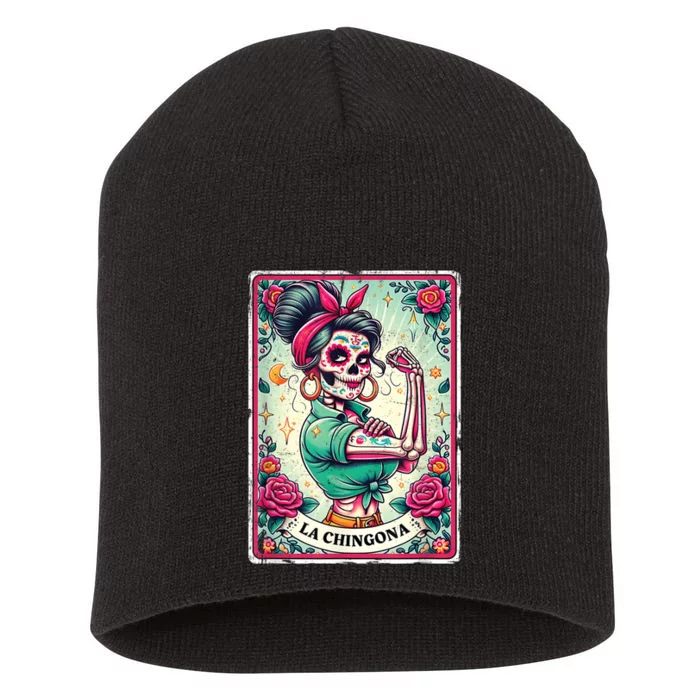 La Chingona Tarot Card Funny Spanish Slang Boss Latina Power Short Acrylic Beanie