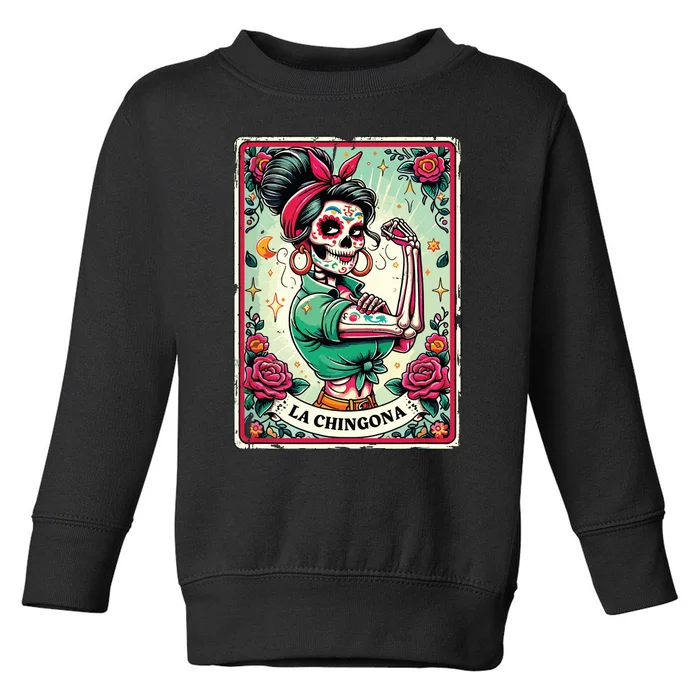 La Chingona Tarot Card Funny Spanish Slang Boss Latina Power Toddler Sweatshirt