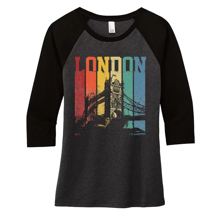 London City Tower Bridge England United Kingdom Vintage Women's Tri-Blend 3/4-Sleeve Raglan Shirt