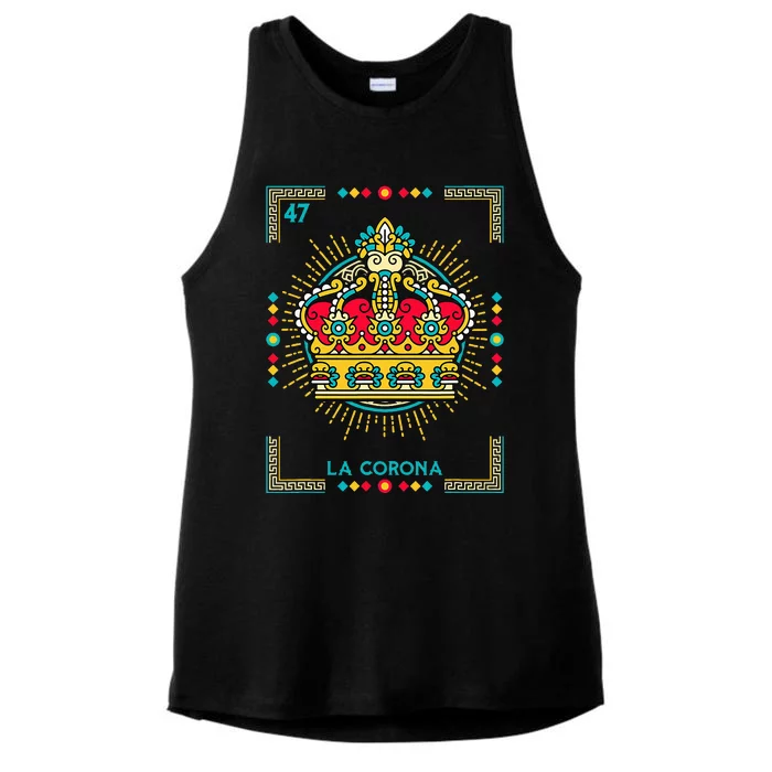 La Corona The Crown Card Mexican Lottery Card Ladies Tri-Blend Wicking Tank