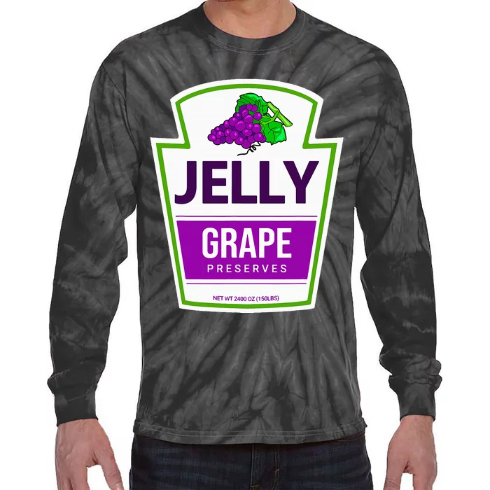 Lazy Costume Tees Grape Jelly Jar For Halloween Tie-Dye Long Sleeve Shirt