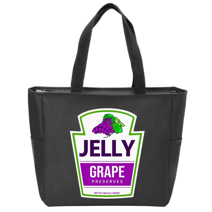 Lazy Costume Tees Grape Jelly Jar For Halloween Zip Tote Bag