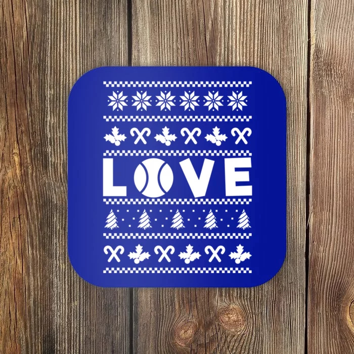 Love Christmas Tennis Ball Xmas Tennis Racket Sports Lover Gift Coaster