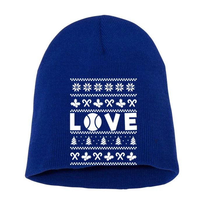 Love Christmas Tennis Ball Xmas Tennis Racket Sports Lover Gift Short Acrylic Beanie