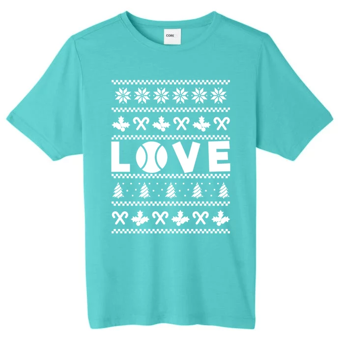 Love Christmas Tennis Ball Xmas Tennis Racket Sports Lover Gift ChromaSoft Performance T-Shirt