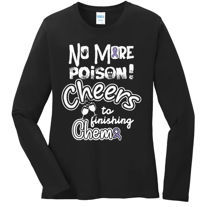 Last Chemo Testicular Cancer Awareness Supporter Ribbon Ladies Long Sleeve Shirt