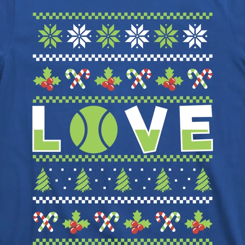 Love Christmas Tennis Ball Xmas Tennis Racket Sports Lover Gift T-Shirt