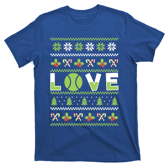 Love Christmas Tennis Ball Xmas Tennis Racket Sports Lover Gift T-Shirt