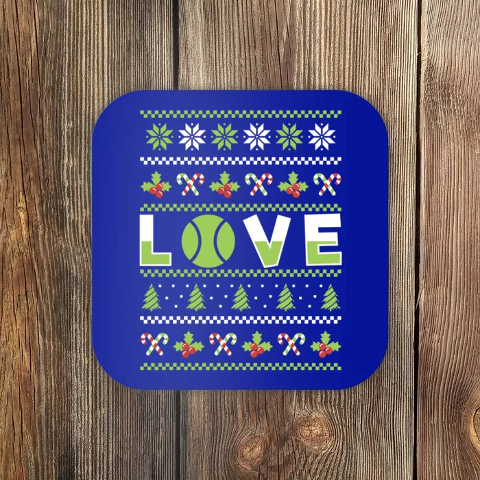 Love Christmas Tennis Ball Xmas Tennis Racket Sports Lover Gift Coaster