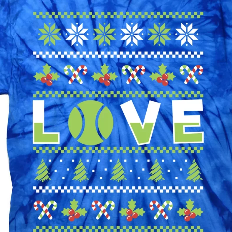 Love Christmas Tennis Ball Xmas Tennis Racket Sports Lover Gift Tie-Dye T-Shirt