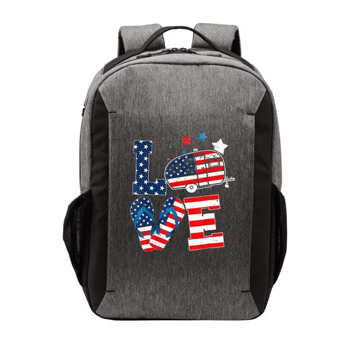 Love Camping USA Flag 4th Of July Flip Flop Camper Patriotic Vector Backpack