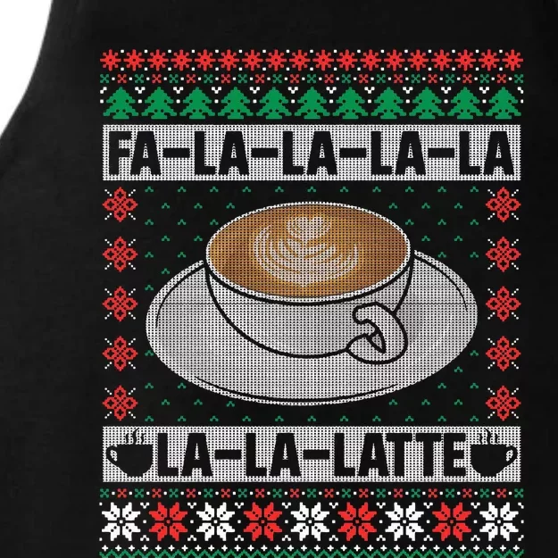 Latte Coffee Ugly Christmas Santa Sweater Ladies Tri-Blend Wicking Tank