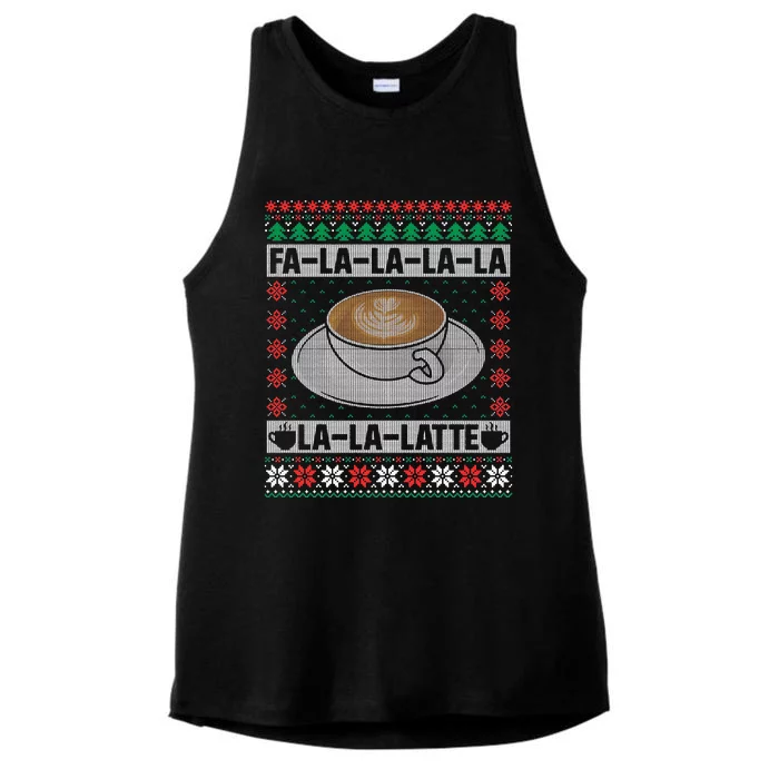 Latte Coffee Ugly Christmas Santa Sweater Ladies Tri-Blend Wicking Tank