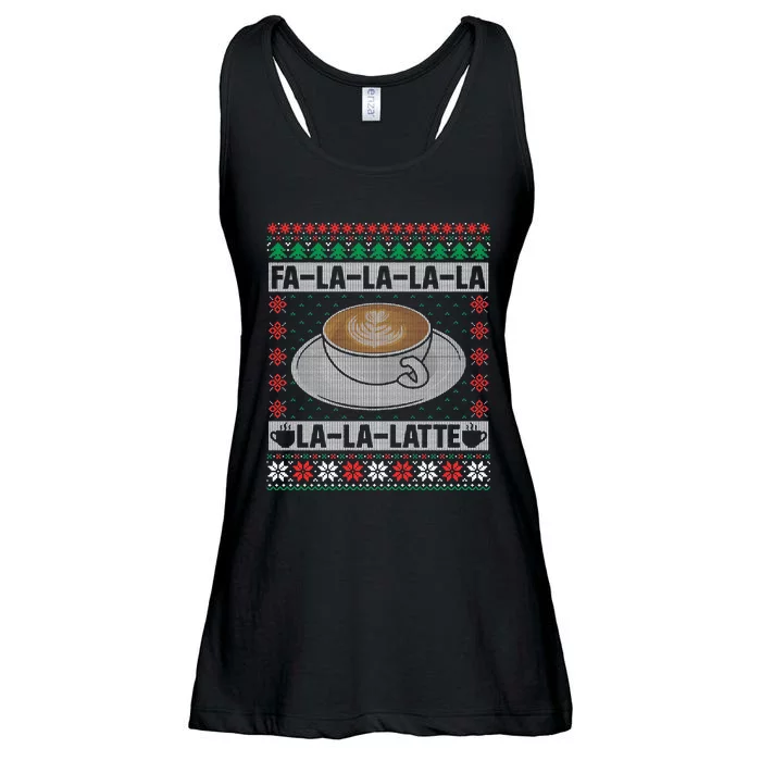 Latte Coffee Ugly Christmas Santa Sweater Ladies Essential Flowy Tank